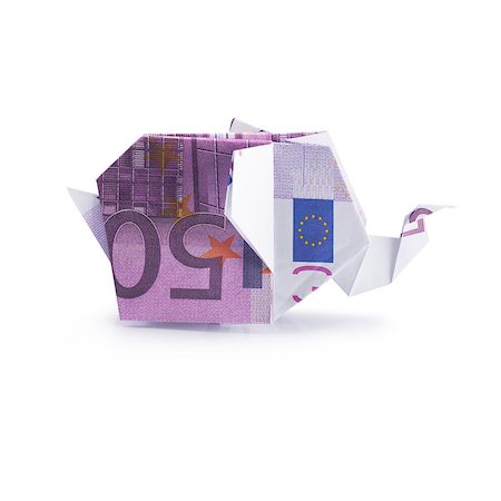 simsearch:400-08891312,k - origami elephant from banknoteson a white background Stock Photo - Budget Royalty-Free & Subscription, Code: 400-08893522
