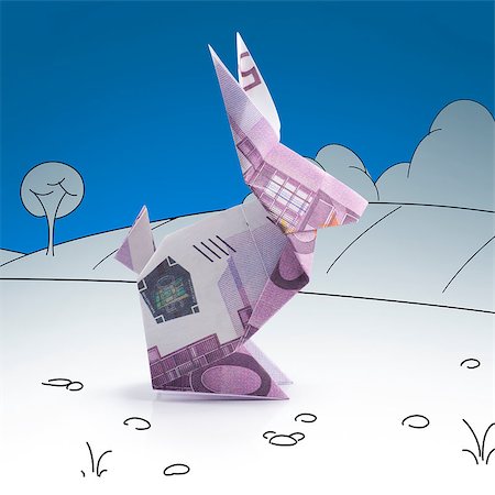 simsearch:400-08891312,k - hare origami from the banknote in a landscape Stock Photo - Budget Royalty-Free & Subscription, Code: 400-08893531