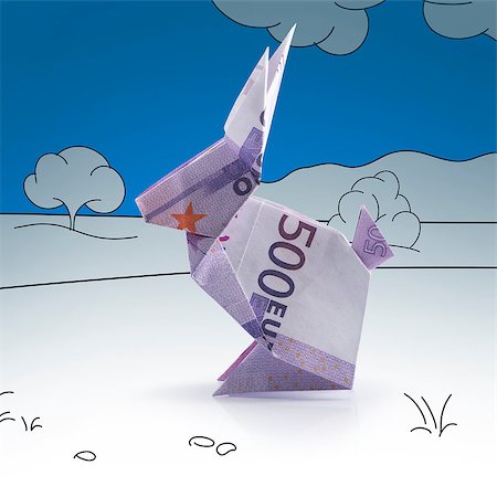 simsearch:400-08891312,k - hare origami from the banknote in a landscape Stock Photo - Budget Royalty-Free & Subscription, Code: 400-08893532
