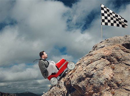 simsearch:400-04638236,k - Businessman climb a mountain with a small car to get to the flag. Achievement business goal and Difficult career concept Photographie de stock - Aubaine LD & Abonnement, Code: 400-08900208