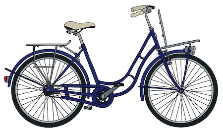 Hand drawing of a classic blue velocipede Stock Photo - Budget Royalty-Free & Subscription, Code: 400-08918423