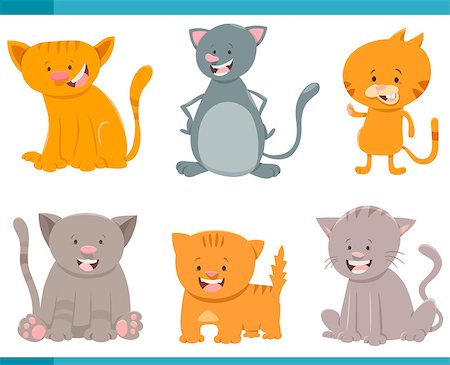 simsearch:400-04214443,k - Cartoon Illustration of Funny Cats or Kittens Characters Set Stock Photo - Budget Royalty-Free & Subscription, Code: 400-08918731