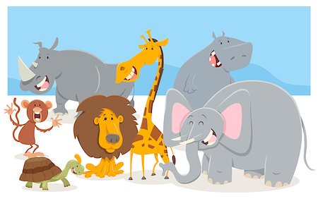 simsearch:400-04109301,k - Cartoon Illustration of Safari Animal Characters Group Stock Photo - Budget Royalty-Free & Subscription, Code: 400-08919044
