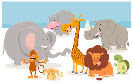 simsearch:400-04053564,k - Cartoon Illustration of Cute Safari Animal Characters Group Stock Photo - Budget Royalty-Free & Subscription, Code: 400-08919045