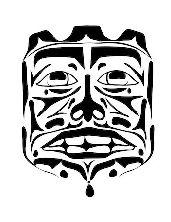 Vector illustration of the face symbol. Modern stylization of North American and Canadian native art in white and red on black with native ornament Photographie de stock - Aubaine LD & Abonnement, Code: 400-08919563