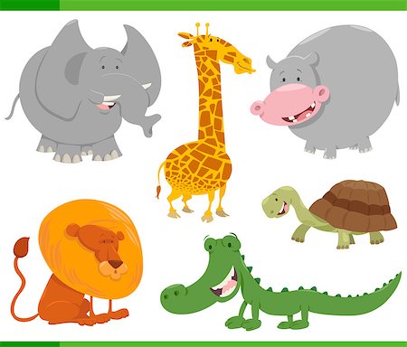 simsearch:400-04053564,k - Cartoon Illustration of Funny Safari Animal Characters Set Stock Photo - Budget Royalty-Free & Subscription, Code: 400-08919610