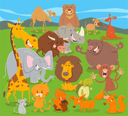 simsearch:400-04280168,k - Cartoon Illustration of Cute Animal Characters Group Stock Photo - Budget Royalty-Free & Subscription, Code: 400-08919815