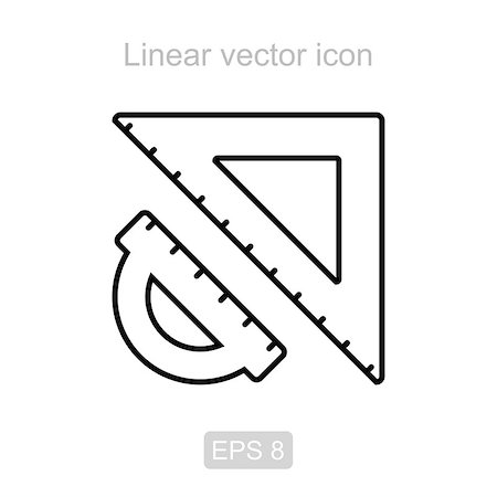 simsearch:400-04424177,k - Icon of the protractor and triangle in a linear style Stock Photo - Budget Royalty-Free & Subscription, Code: 400-08929980