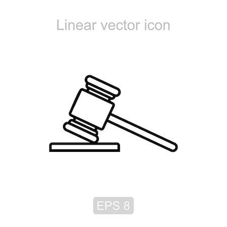 right - Icon of the court hammer in a linear style Stock Photo - Budget Royalty-Free & Subscription, Code: 400-08929991