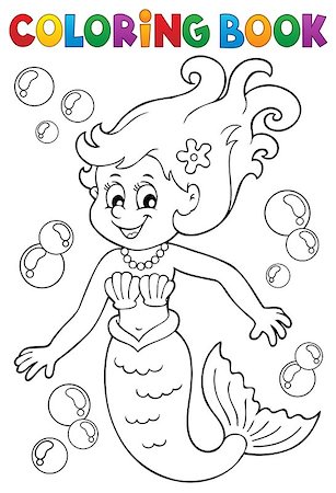 fantasy art bubble - Coloring book mermaid topic 1 - eps10 vector illustration. Stock Photo - Budget Royalty-Free & Subscription, Code: 400-08920029