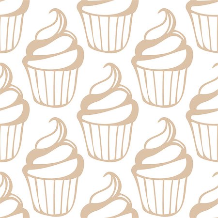 simsearch:400-04350016,k - White cream cupcake seamless light beige pattern. Vector illustration Stock Photo - Budget Royalty-Free & Subscription, Code: 400-08934250