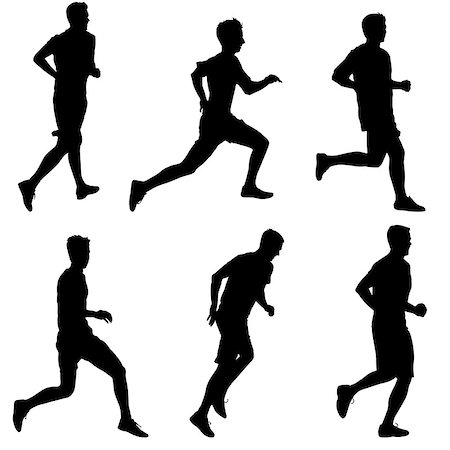 simsearch:400-04328346,k - Set of silhouettes Runners on sprint men vector illustration. Stock Photo - Budget Royalty-Free & Subscription, Code: 400-08934352