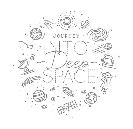 simsearch:400-04378006,k - Space flat monogram lettering journey into deep space drawing with grey lines on white background Stock Photo - Budget Royalty-Free & Subscription, Code: 400-08934576