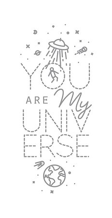 simsearch:400-04378006,k - Space poster in flat style lettering you are my universe drawing with grey lines on white background Stock Photo - Budget Royalty-Free & Subscription, Code: 400-08934582