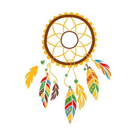 Decorative Dream Catcher With Feathers , Native Indian Culture Inspired Boho Ethnic Style Print. Tribal American Stylized Vector Illustration For Hipster Fashion Typographic Template. Stock Photo - Budget Royalty-Free & Subscription, Code: 400-08934679