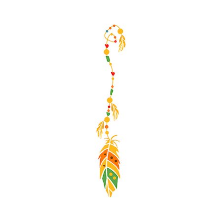 String With The Beads And Feather On The End, Native Indian Culture Inspired Boho Ethnic Style Print. Tribal American Stylized Vector Illustration For Hipster Fashion Typographic Template. Stock Photo - Budget Royalty-Free & Subscription, Code: 400-08934682
