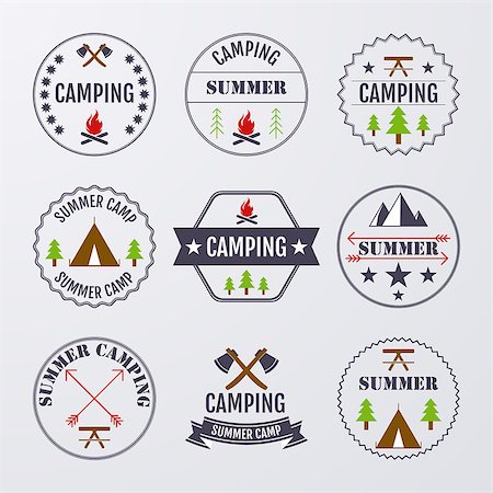 simsearch:400-08348524,k - Vector illustration set of logos on the theme of camping. Stock Photo - Budget Royalty-Free & Subscription, Code: 400-08935022