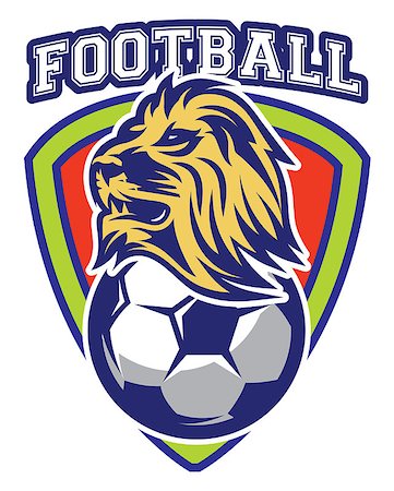 soccer retro designs - Pattern of sports badge for team with lion and ball Stock Photo - Budget Royalty-Free & Subscription, Code: 400-08936349
