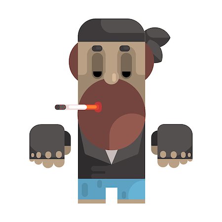 simsearch:400-06396523,k - Biker In Bandana And Leather Vest Smoking Cigarette, Revolting Homeless Person, Dreg Of Society, Pixelated Simplified Male Vagabond Character. Scary And Disgusting Outcast Addict Isolated Vector Flat Icon. Stock Photo - Budget Royalty-Free & Subscription, Code: 400-08936426