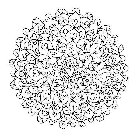 simsearch:400-06642594,k - Mandala ornament, hand made sketch for your design. Vector illustration Foto de stock - Super Valor sin royalties y Suscripción, Código: 400-08936897