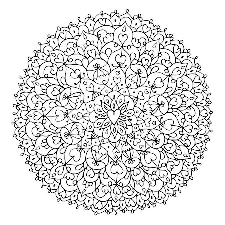 simsearch:400-06642594,k - Mandala ornament, hand made sketch for your design. Vector illustration Foto de stock - Super Valor sin royalties y Suscripción, Código: 400-08936899
