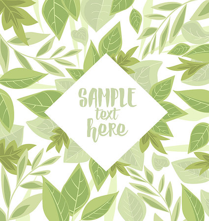 simsearch:400-04701752,k - Vector illustration background with green leaves. Nature background with place for text Photographie de stock - Aubaine LD & Abonnement, Code: 400-08937026