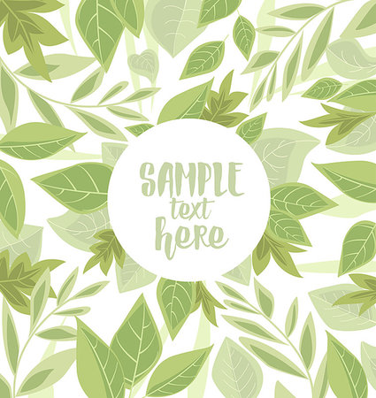 simsearch:400-04701752,k - Vector illustration background with green leaves. Nature background with place for text Photographie de stock - Aubaine LD & Abonnement, Code: 400-08937027
