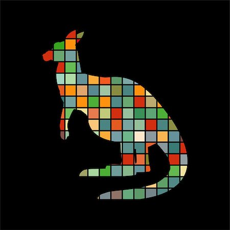 Kangaroo marsupial mammal color silhouette animal. Vector Illustrator. Stock Photo - Budget Royalty-Free & Subscription, Code: 400-08938517