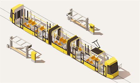 Vector isometric low poly low-floor tram cutaway illustration Stock Photo - Budget Royalty-Free & Subscription, Code: 400-08938707