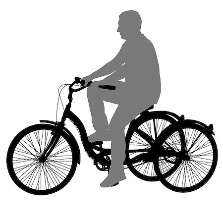 simsearch:400-08938779,k - Silhouette of a tricycle male on white background. Stock Photo - Budget Royalty-Free & Subscription, Code: 400-08938783