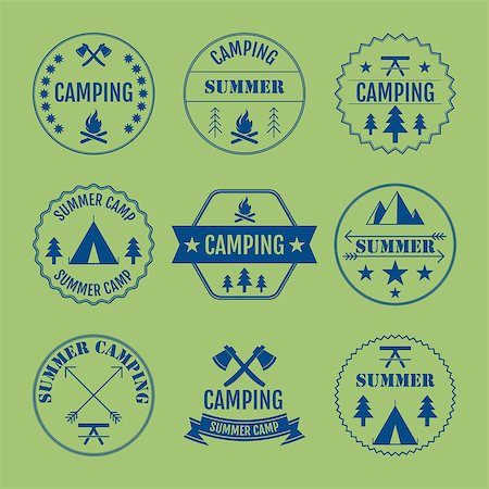 simsearch:400-08348524,k - Vector illustration set of logos on the theme of camping. Stock Photo - Budget Royalty-Free & Subscription, Code: 400-08930226