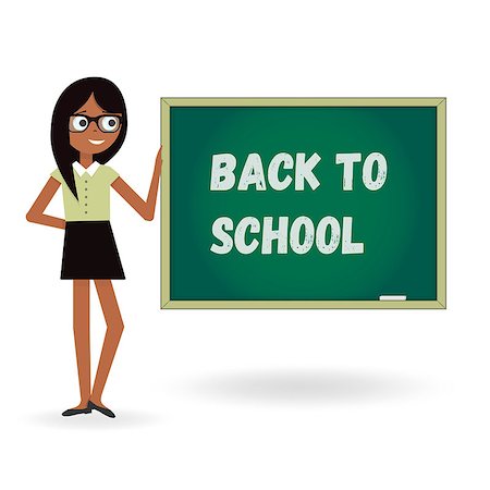 Teacher woman back to school with board. Illustration template. Stock Photo - Budget Royalty-Free & Subscription, Code: 400-08930276