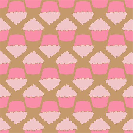 simsearch:400-04350016,k - Strawberry pink cream cupcake seamless pattern. Vector illustration Stock Photo - Budget Royalty-Free & Subscription, Code: 400-08930341
