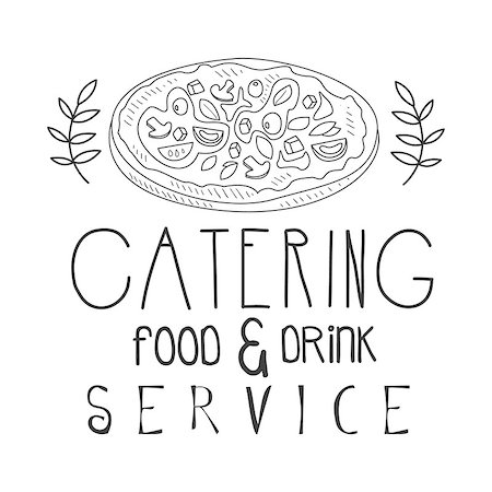 pizza calligraphic - Best Food And Drink Catering Service Hand Drawn Black And White Sign With Pizza Design Template With Calligraphic Text. Promotion Ad For Watering And Food Servicing Business In Monochrome Vector Sketch Style. Foto de stock - Super Valor sin royalties y Suscripción, Código: 400-08931148