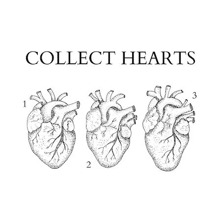 simsearch:400-04178497,k - Collect Human Hearts Dotwork. Raster Illustration of Boho Style T-shirt Design. Tattoo Hand Drawn Sketch. Stock Photo - Budget Royalty-Free & Subscription, Code: 400-08931744