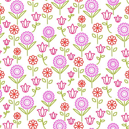 simsearch:400-07418602,k - Seamless vector pattern with bright line flowers on white. Repeat women wrap texture background. Stock Photo - Budget Royalty-Free & Subscription, Code: 400-08932192