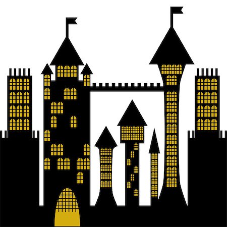 isolated vector ancient gothic castle black silhouette Stock Photo - Budget Royalty-Free & Subscription, Code: 400-08932515