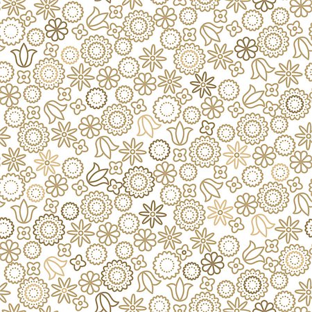 simsearch:400-07418602,k - Gold line floral 8 March seamless vector pattern. Plant leaves, tulips and hearts feminine background. Stock Photo - Budget Royalty-Free & Subscription, Code: 400-08932943
