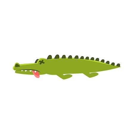 simsearch:400-04434649,k - Crocodile Laying Dead And Sick , Cartoon Character And His Everyday Wild Animal Activity Illustration. Green Alligator Reptile Vector Drawing In Childish Cute Manner. Stock Photo - Budget Royalty-Free & Subscription, Code: 400-08933314