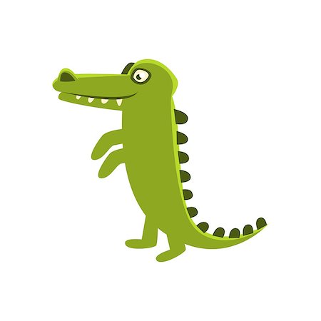simsearch:400-04434649,k - Crocodile Smiling Standing Upright, Cartoon Character And His Everyday Wild Animal Activity Illustration. Green Alligator Reptile Vector Drawing In Childish Cute Stock Photo - Budget Royalty-Free & Subscription, Code: 400-08933316