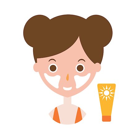 Woman Applying Sunscreen On Cheeks To Protect The The Face From Sunburn, Part Of Summer Beach Vacation Series Of Illustrations. Seaside Holidays Related Infographic Icon In Primitive Vector Carton Style. Stock Photo - Budget Royalty-Free & Subscription, Code: 400-08933440