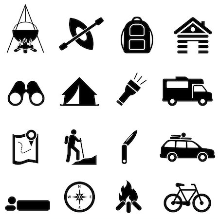Leisure, camping and recreational activities icon set Stock Photo - Budget Royalty-Free & Subscription, Code: 400-08954965