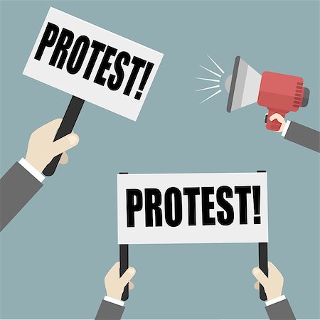 protester holding sign - minimalistic illustration of hands holding an empty protest sign, eps10 vector Stock Photo - Budget Royalty-Free & Subscription, Code: 400-08955002