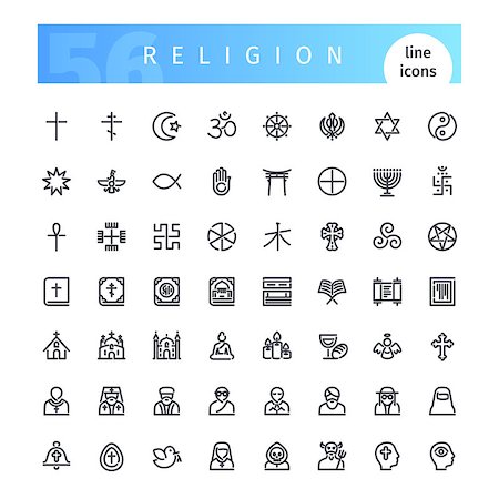 Set of 56 religion line icons suitable for gui, web, infographics and apps. Isolated on white background. Clipping paths included. Stock Photo - Budget Royalty-Free & Subscription, Code: 400-08955106