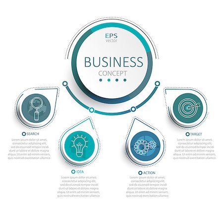 four element circle - Vector illustration infographic template with 3D circles paper label, business template for presentation. Creative concept for infographic, diagram, flowchart, workflow layout, content, steps, chart. Stock Photo - Budget Royalty-Free & Subscription, Code: 400-08955356