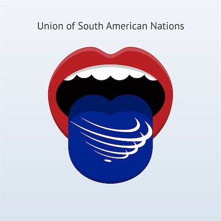 speaking mouth illustration - Union of South American Nations language. Abstract human tongue. Vector illustration. Stock Photo - Budget Royalty-Free & Subscription, Code: 400-08955794