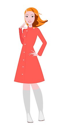 simsearch:400-04077418,k - Glamorous lady in coat, vector fashion illustratipn Foto de stock - Super Valor sin royalties y Suscripción, Código: 400-08956657