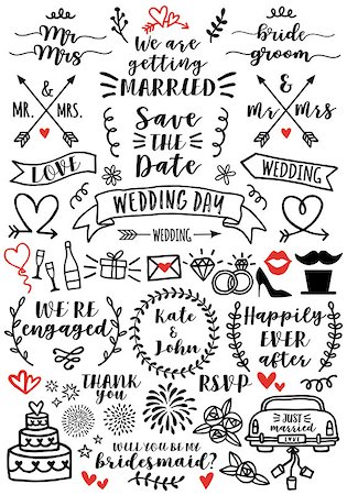simsearch:400-06686195,k - hand drawn wedding doodles and overlays, set of vector design elements Photographie de stock - Aubaine LD & Abonnement, Code: 400-08957376