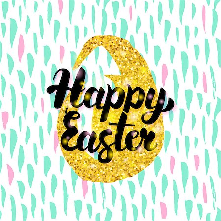 drawn easter eggs - Happy Easter Handwritten Design. Vector Illustration of Spring Greeting Postcard with Calligraphy. Stock Photo - Budget Royalty-Free & Subscription, Code: 400-08957679