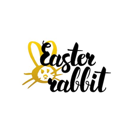 drawn easter eggs - Easter Rabbit Handwritten Lettering. Vector Illustration of Calligraphy Spring Holiday Design Element. Stock Photo - Budget Royalty-Free & Subscription, Code: 400-08957692